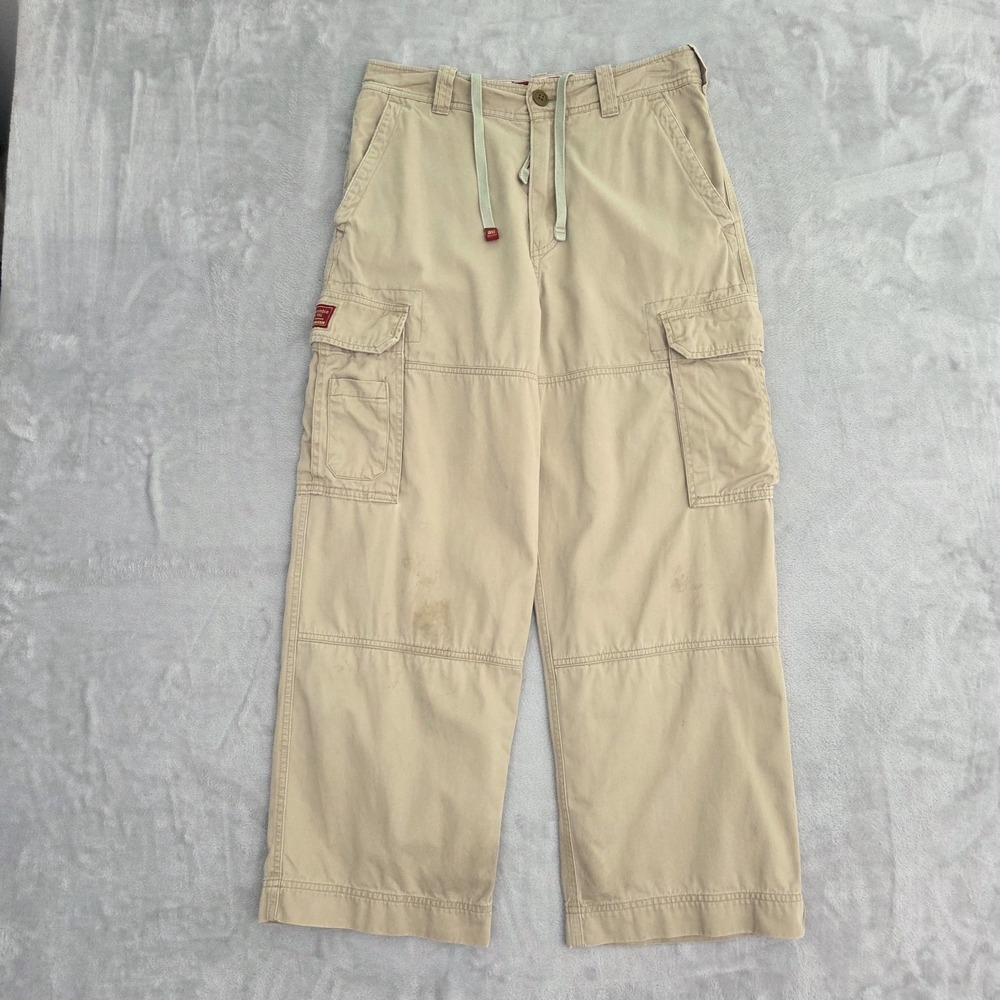 Vintage Abercrombie & Fitch Cargo Pants Women 14 30x27 Tan Paratrooper 90s Baggy